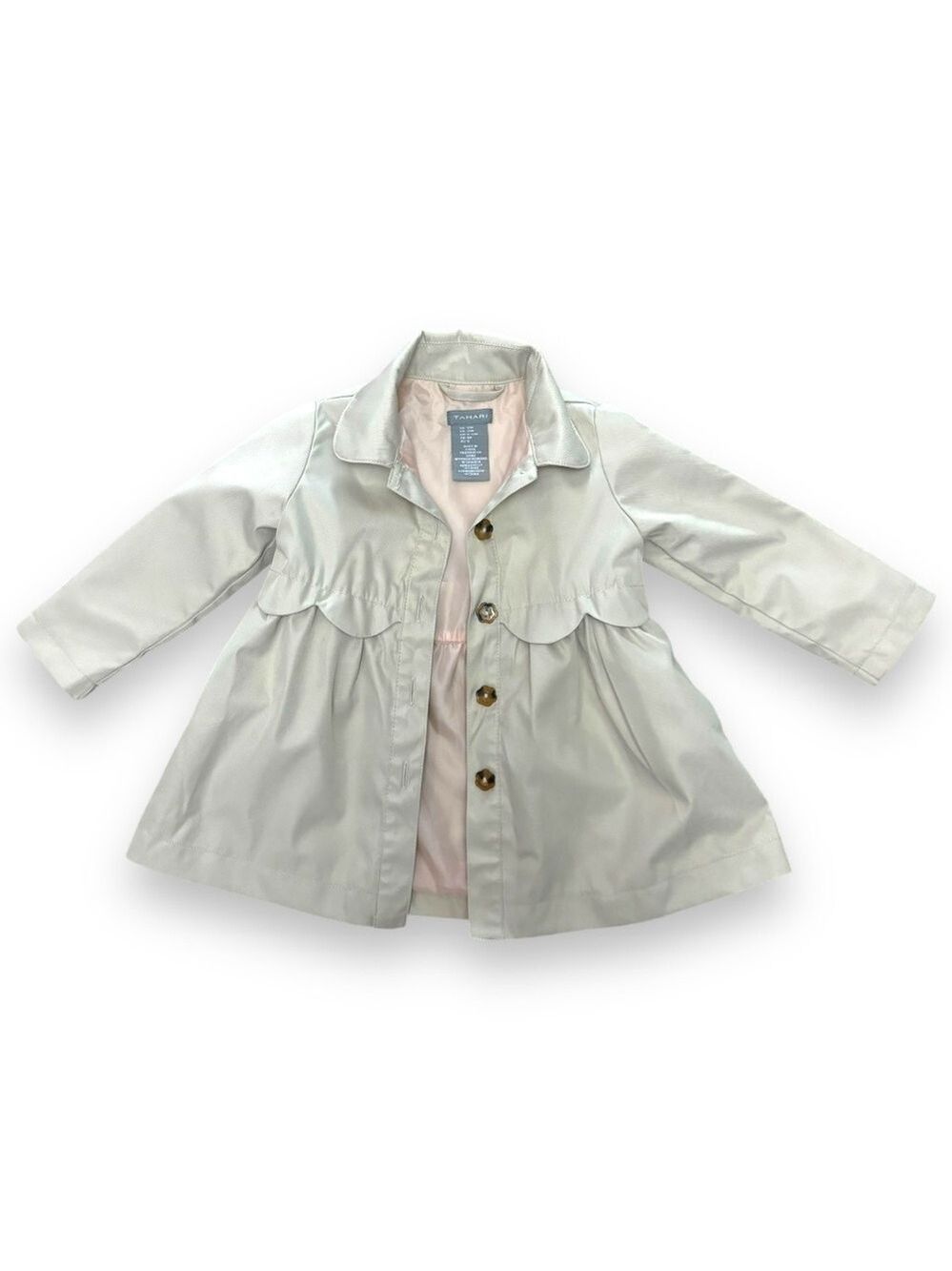 Tahari Girl's Trench Coat Beige Tan - Size 12M